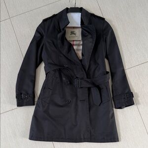 Burberry Midnight Black Belted Coat sz6